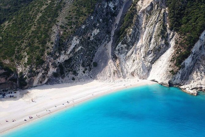 Guided Small Group Shared Shore Excursion of Kefalonia - Myrtos Beach gives you the classic Kefalonia view