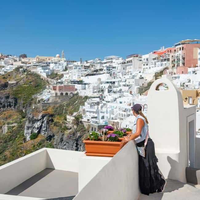Santorini: Private Shore Excursion for Cruise Passengers - Meeting your driver above the Fira cable car