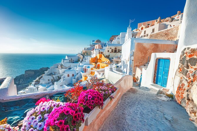 SKIP CABLE CAR® The Original Santorini Tour for Cruise Passengers - Finikia and the blue dome viewpoint