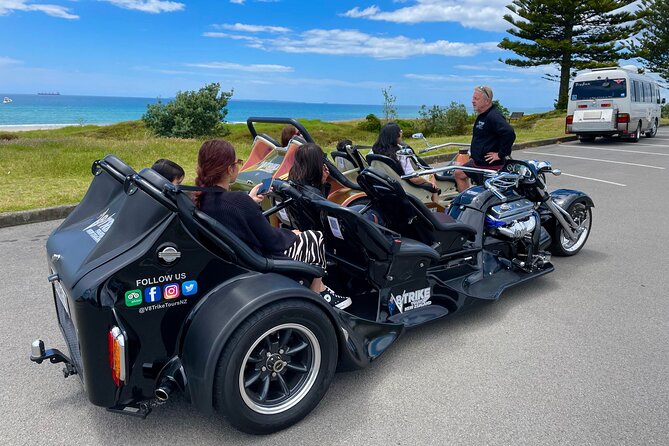 TAURANGA SHORE EXCURSION: Epic 25 min V8 Trike tour of Mt Maunganui & Tauranga - The route around Mt Maunganui Main Beach